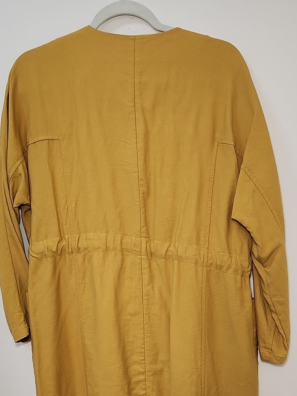 FRNCH PARIS Mustard Yellow Long Sleeve Open Front Blazer Black Tie Size S/M - Picture 11 of 16